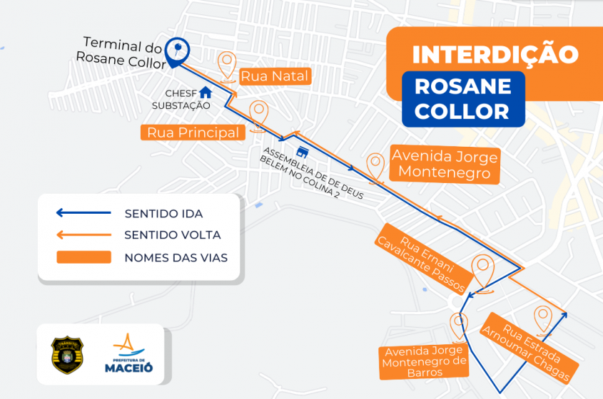 Mapa ilustrativo com a rota do evento