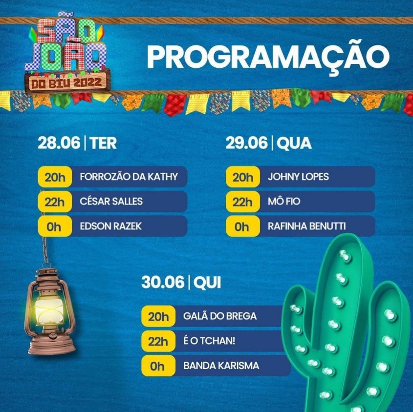 Programação do São João do Biu